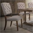 ACME Bernard Line Fabric Tufted Dining Side Chair in Cream and Weathered Oak