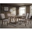ACME Bernard Line Fabric Tufted Dining Side Chair in Cream and Weathered Oak
