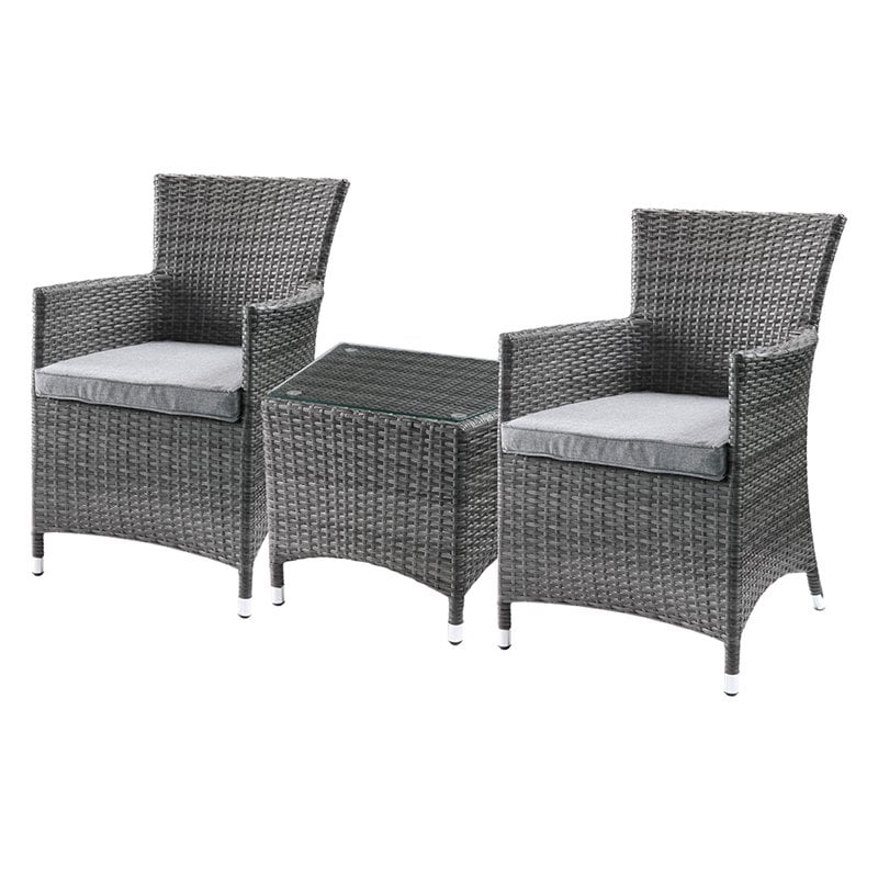 ACME Tashelle 3 Piece Wicker Patio Conversation Set in Gray