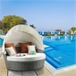 ACME Salena Wicker / Rattan Patio Canopy Daybed in Beige and Gray