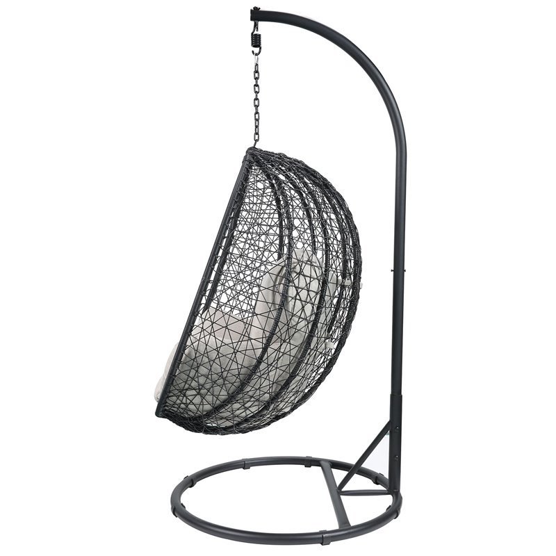 ACME Simona Patio Swing Chair in Beige and Black