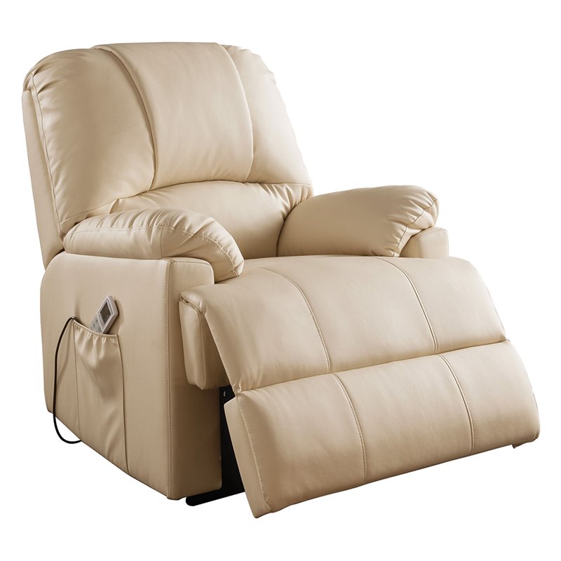 Acme Ixora Faux Leather Power Lift And Massage Recliner In Beige 