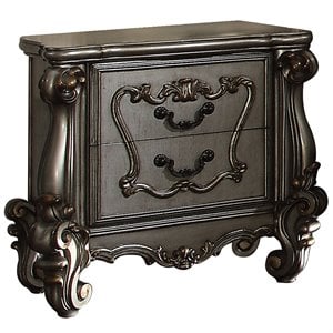 acme versailles 2 drawer nightstand in antique platinum