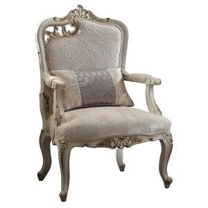 acme picardy accent chair with pillow in antique pearl