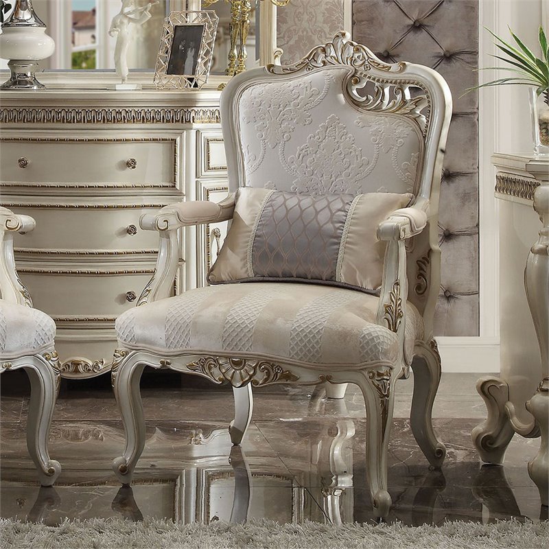 ACME Picardy Accent Chair with Pillow in Antique Pearl