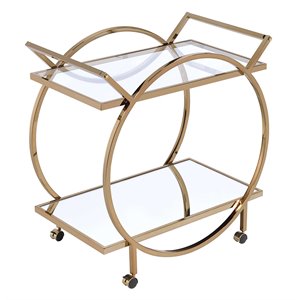 acme traverse glass top serving cart in champagne