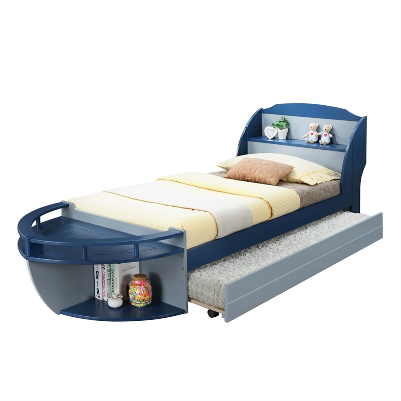 ACME Neptune II Wood Twin Trundle with Caster Wheels in Gray