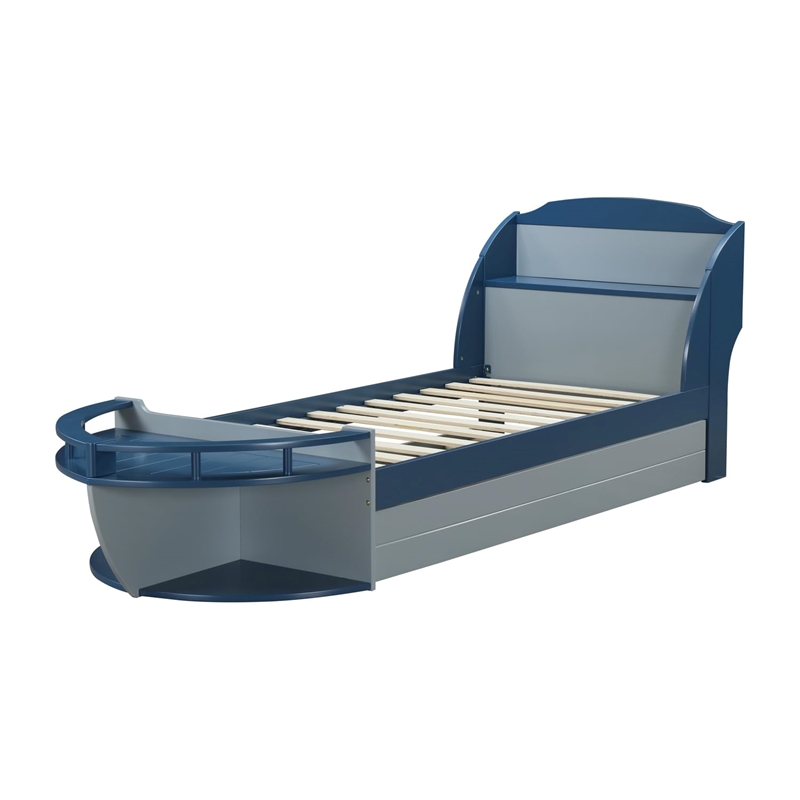 ACME Neptune II Wood Twin Trundle with Caster Wheels in Gray