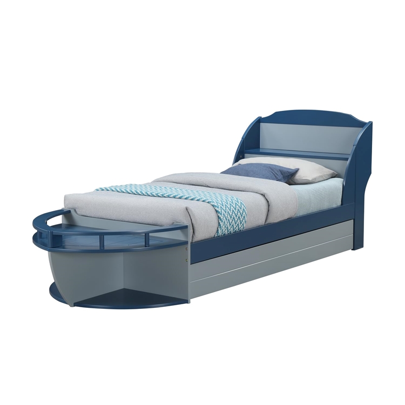 ACME Neptune II Wood Twin Trundle with Caster Wheels in Gray