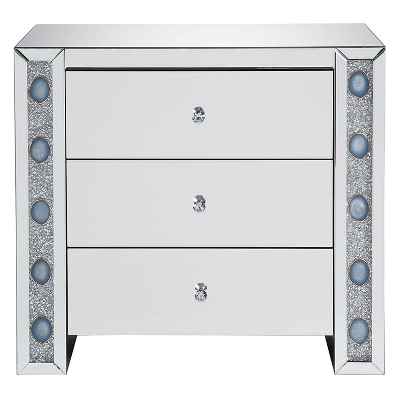 ACME Sonia 3 Drawer Glass Top Mirrored Console Table