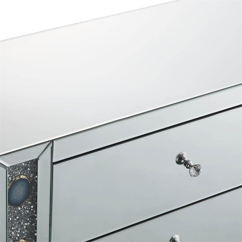 ACME Sonia 3 Drawer Glass Top Mirrored Console Table