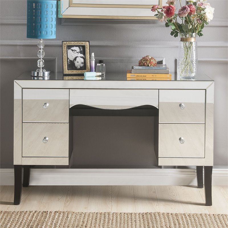 Acme Ratana 4 Drawer Mirrored Vanity Table Acme Ratana 4 Drawer Mirrored Vanity Table