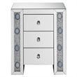 ACME Sonia 3-Drawers Mirror and Wood Nightstand in Mirrored/Faux Agate Stone