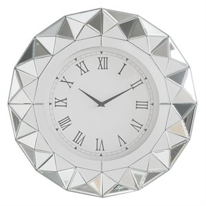 acme dominic round wall clock with beveled frame in mirrored