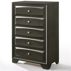 acme soteris 5 drawer chest in antique gray