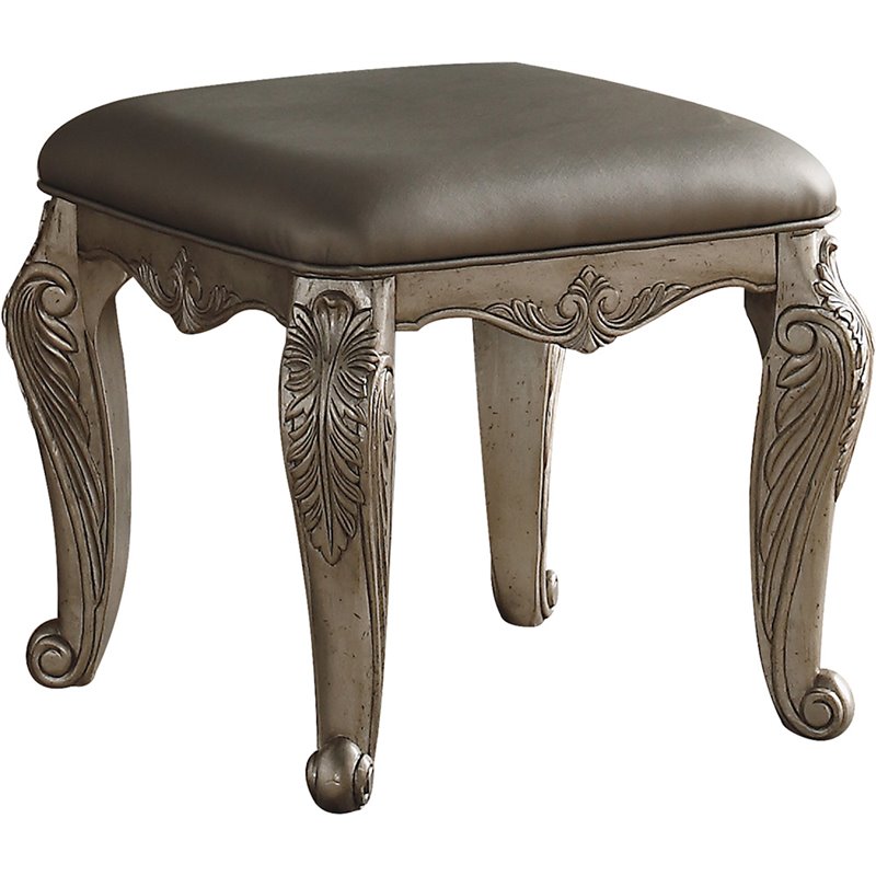 ACME Northville Faux Leather Vanity Stool in Antique ...