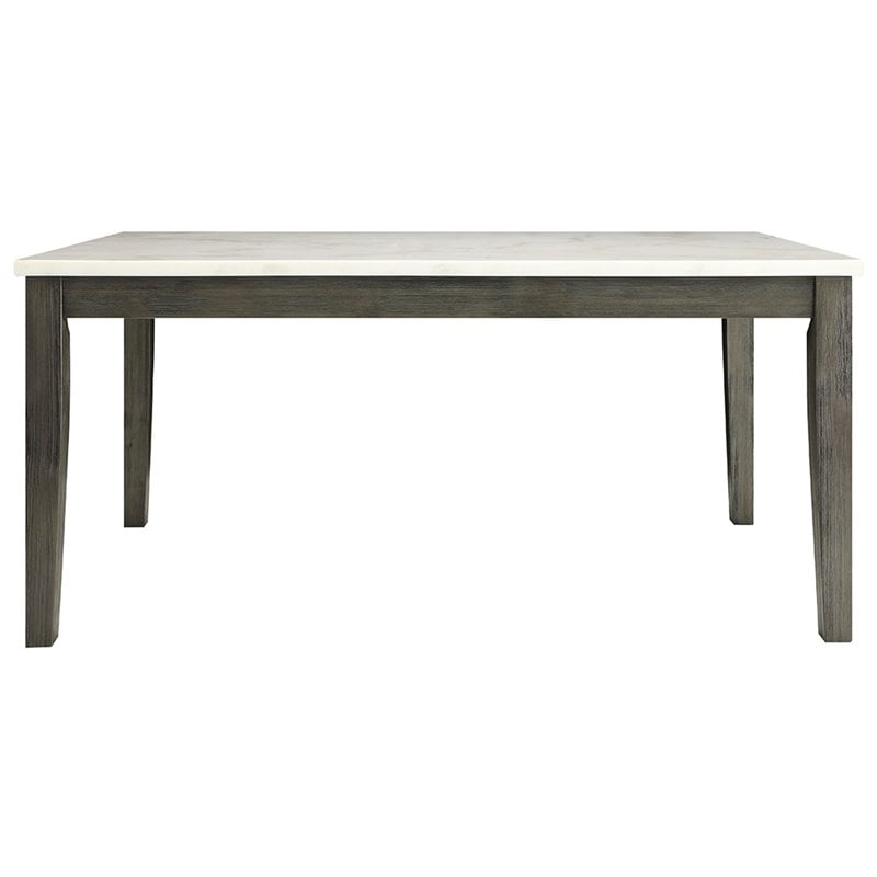 ACME Merel Rectangular Marble Top Dining Table in White and Gray Oak