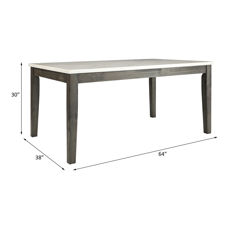 ACME Merel Rectangular Marble Top Dining Table in White and Gray Oak