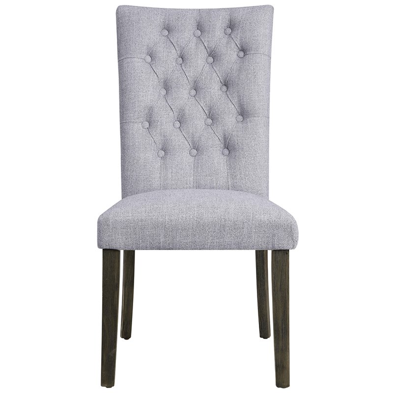 ACME Merel Tufted Parson Dining Side Fabric Chair in Gray (Set of 2)