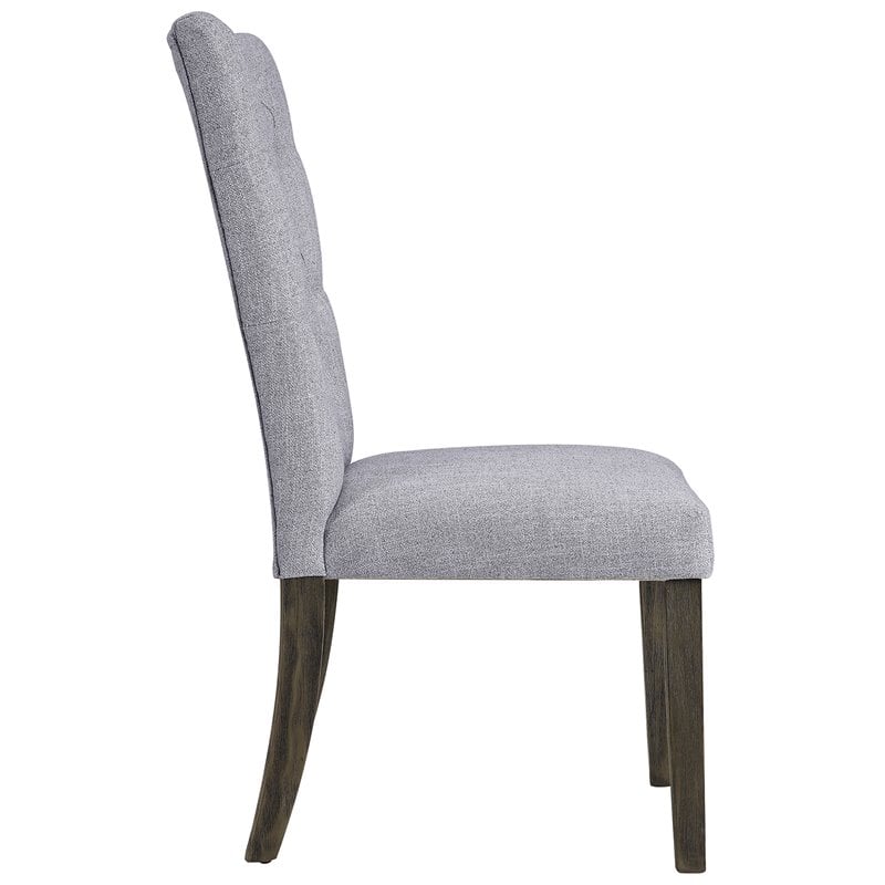 ACME Merel Tufted Parson Dining Side Fabric Chair in Gray (Set of 2)