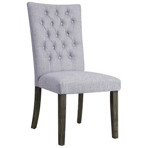 acme merel tufted parson dining side chair in gray (set of 2)