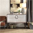 ACME Rosy Leather Top Console Table in Black and Silver