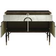 ACME Rosy Leather Top Console Table in Black and Silver
