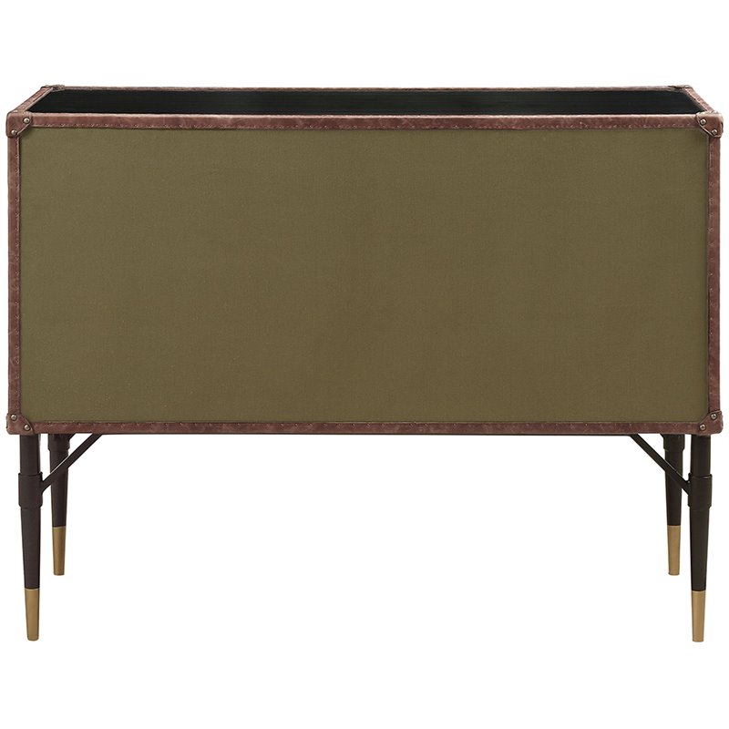 ACME Rosy Leather Top Console Table in Black and Silver