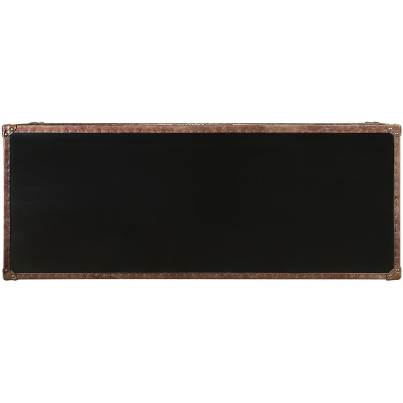 ACME Rosy Leather Top Console Table in Black and Silver