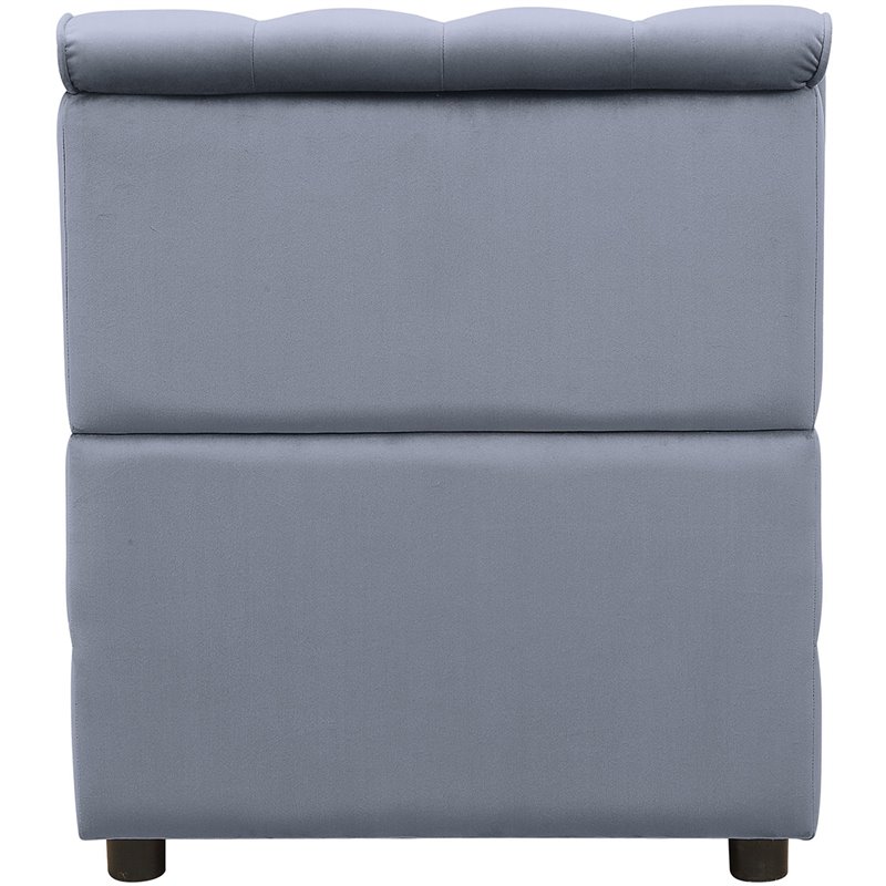 ACME Bois II Velvet Upholstered Button Tufted Armless Accent Chair in Gray