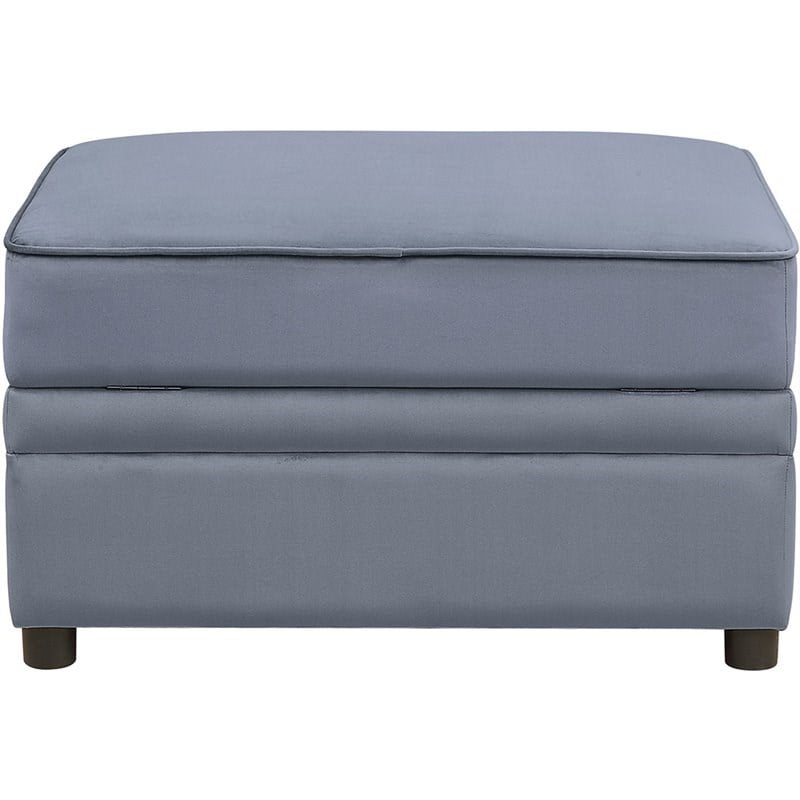 acme bois ii velvet storage ottoman in gray