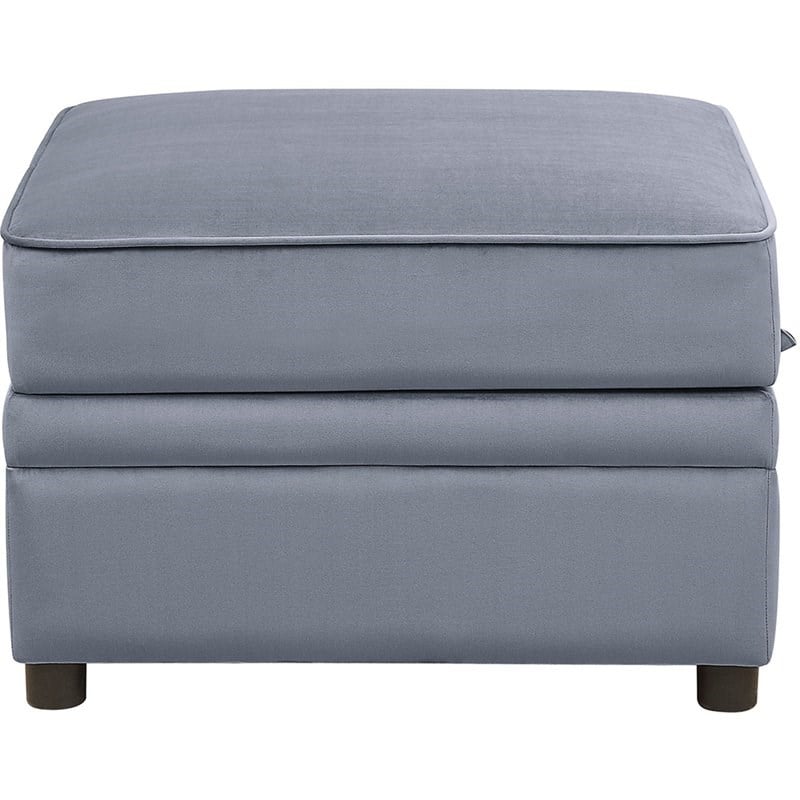 acme bois ii velvet storage ottoman in gray