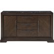 ACME Selma 3-Drawer Marble Top Wooden Server with 2 Doors in Black and Tobacco