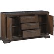 ACME Selma 3-Drawer Marble Top Wooden Server with 2 Doors in Black and Tobacco
