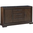 ACME Selma 3-Drawer Marble Top Wooden Server with 2 Doors in Black and Tobacco
