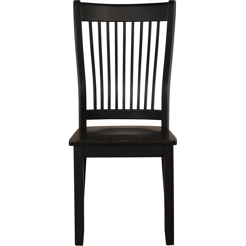 ACME Renske Wooden Slatted Back Dining Side Chair in Black Set of 2