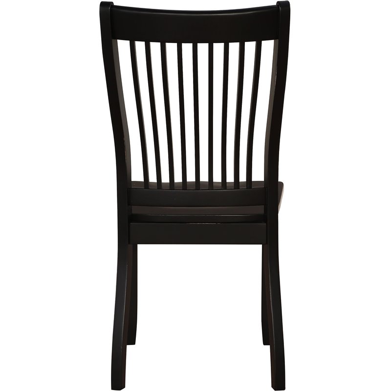ACME Renske Wooden Slatted Back Dining Side Chair in Black Set of 2