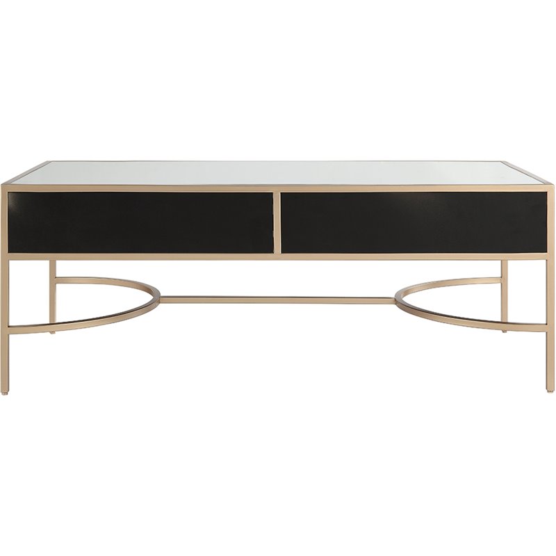 Acme Wisteria Mirrored Top Storage Coffee Table In Rose Gold 80605