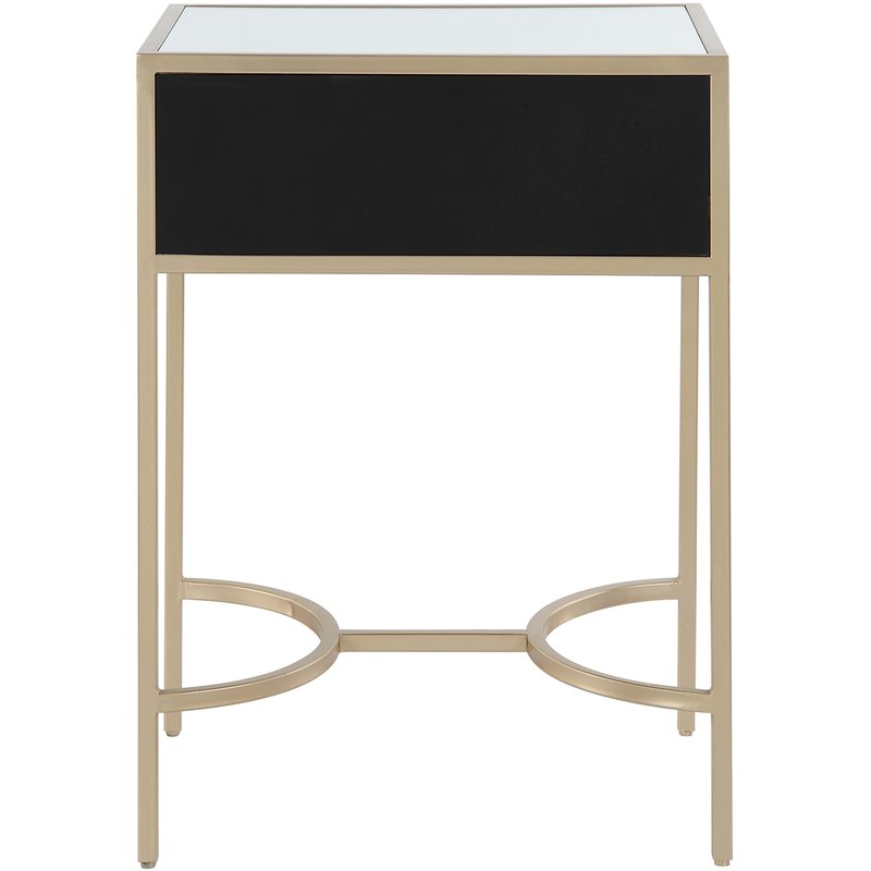 Acme Wisteria 1 Drawer Mirrored Top End Table In Rose Gold