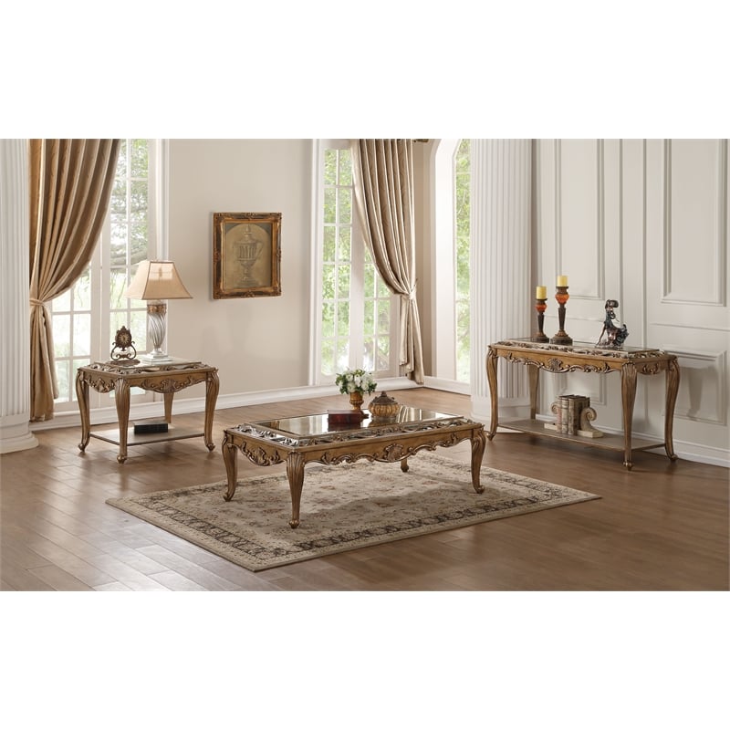ACME Furniture Orianne Rectangular Wood Accent Coffee Table in Antique Gold