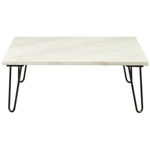 ACME Telestis 40&quot Square Marble Top Coffee Table in White and Black