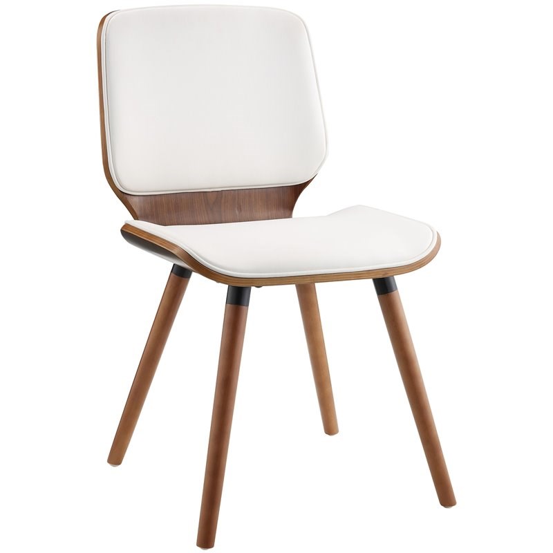 ACME Furniture Nemesia Faux Leather & Wood Accent Chair in White and Walnut