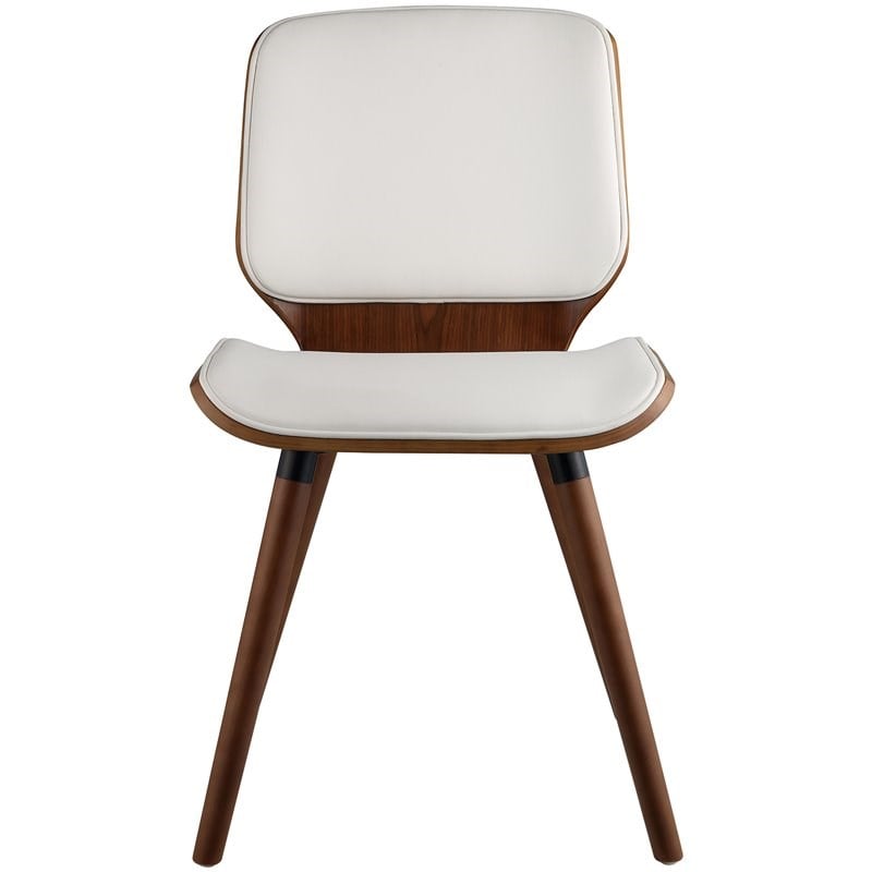 ACME Furniture Nemesia Faux Leather & Wood Accent Chair in White and Walnut