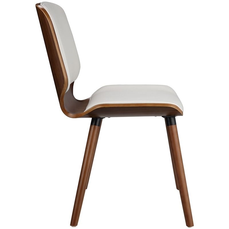 ACME Furniture Nemesia Faux Leather & Wood Accent Chair in White and Walnut