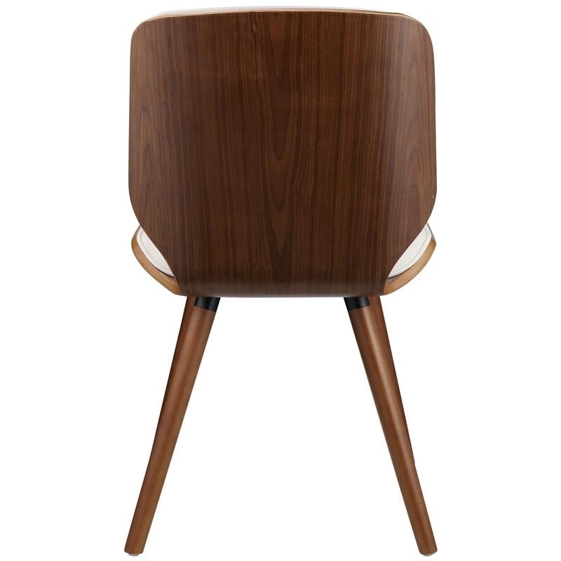 ACME Furniture Nemesia Faux Leather & Wood Accent Chair in White and Walnut