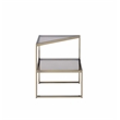 ACME Furniture Treva Triangular Glass & Metal End Table in Smoky/Antique Brass