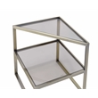 ACME Furniture Treva Triangular Glass & Metal End Table in Smoky/Antique Brass