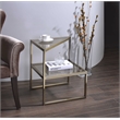 ACME Furniture Treva Triangular Glass & Metal End Table in Smoky/Antique Brass