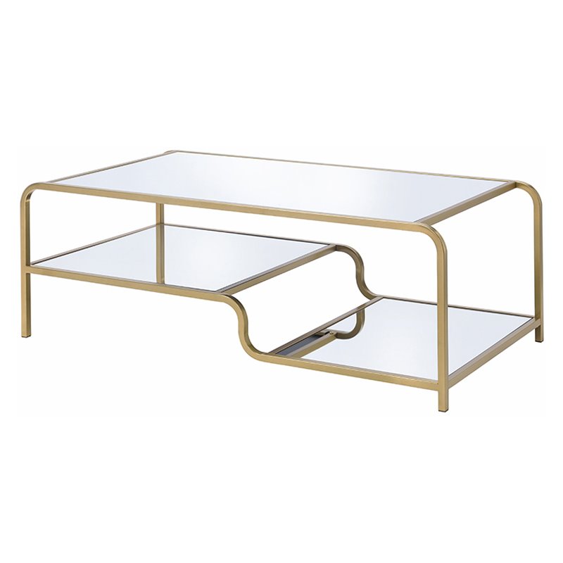 Acme Furniture Astrid Glass Top Coffee Table In Gold 81090 Acme Furniture Astrid Glass Top Coffee Table In Gold