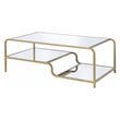 ACME Astrid Glass Top Coffee Table with Mirror Shelf in Gold